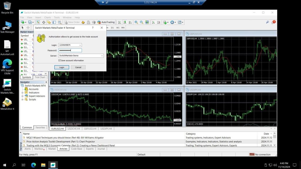 trading account login page