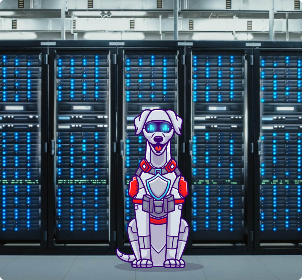 Pip dog inside a server room
